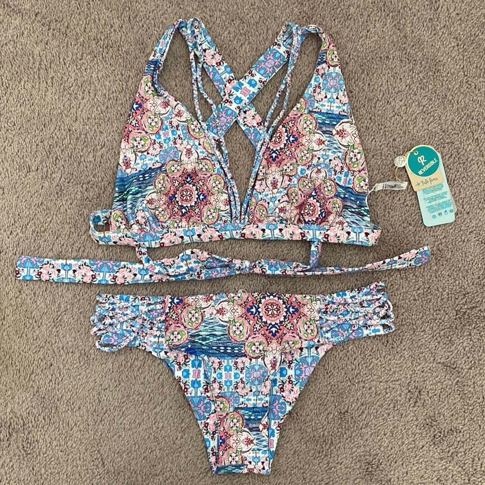 Luli Fama Azucar Reversible Magda Halter Top And Braided Moderate Bottom…